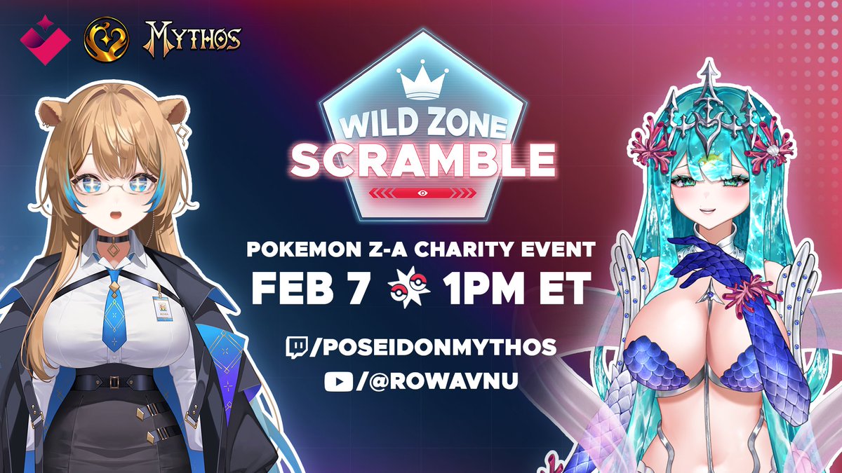 ✨First Charity Event of the New Year✨

Partnering w/ <a href="/VNUofficial/">V&U_Official│Vtuber Agency</a> &amp; <a href="/MythosHQ/">Mythos</a>

8 Trainers | One Champion
Donation goes to winner's choice! 

Hosted by <a href="/RowaVNU/">Rowa Arctos 🆗🆒 V&U</a> &amp; <a href="/PoseidonMythos/">Poseidon 🔱🌊 MYTHOS</a>