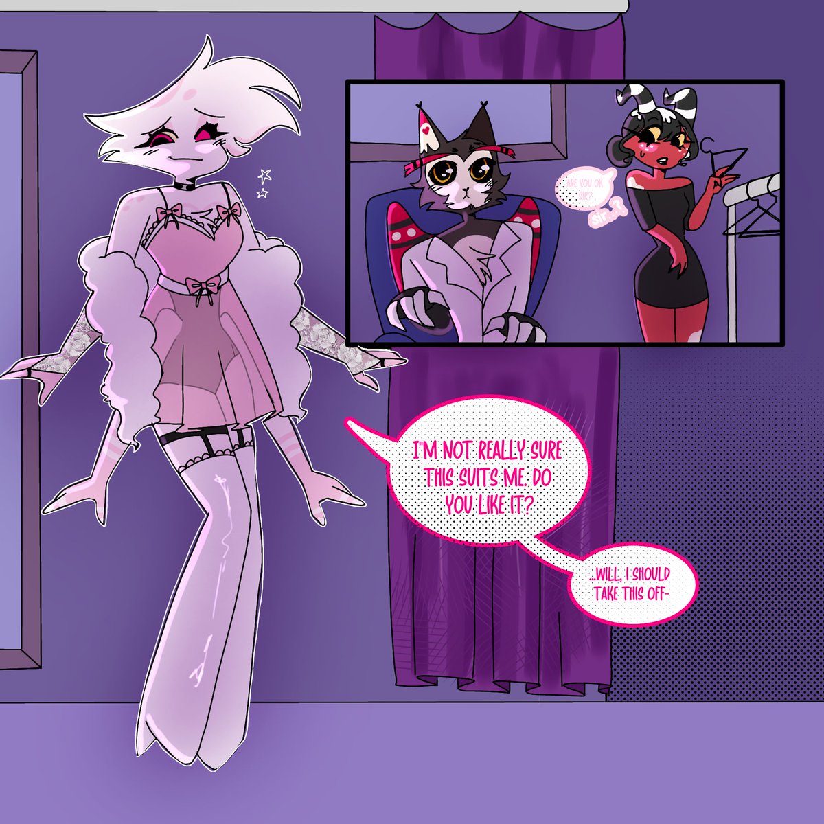 Dressin' yer heart up <3 (Part 2) #husk #angeldust #huskerdust #gay