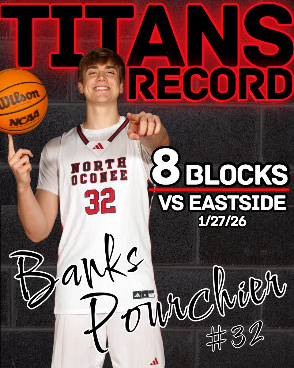 NOHSTitansBball's tweet image. Congratulations to 2026 North Oconee PF @Banks_Pourchier on setting a new single-game Titans record for blocks on 1/27! #BigBanks 
@KyleSandy355 @StetsonMBB @OconeeSports @saramtidwell @ABHpreps @NOHS_Titans @Northoconeeath @OntheRadarHoops @RelentlessHoops 
@NextUpSportsGA