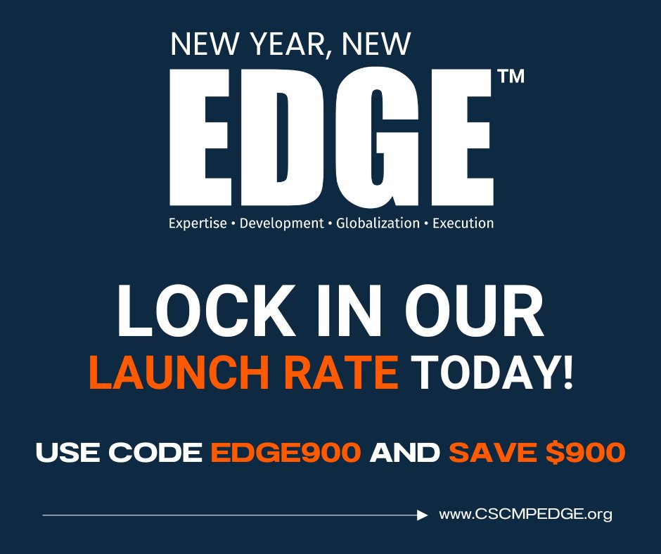 Don't miss out on discounted pricing for EDGE 2026 — the launch rate ends January 31, 2026! Use code EDGE900 to save $900 on your registration today, and join us this October 4–7, 2026 in Nashville, TN: cscmpedge.org/website/91603/…