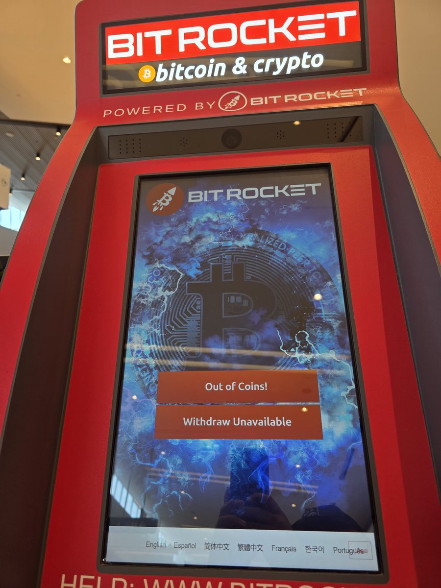kaptincrypto's tweet photo. Blood in the streets today.
Crypto’s getting smashed, fear everywhere.
Meanwhile Bitcoin ATMs are literally out of coins.
Panic sells paper. Scarcity doesn’t care.
Pay attention. https://t.co/kQcRtbpJCV
