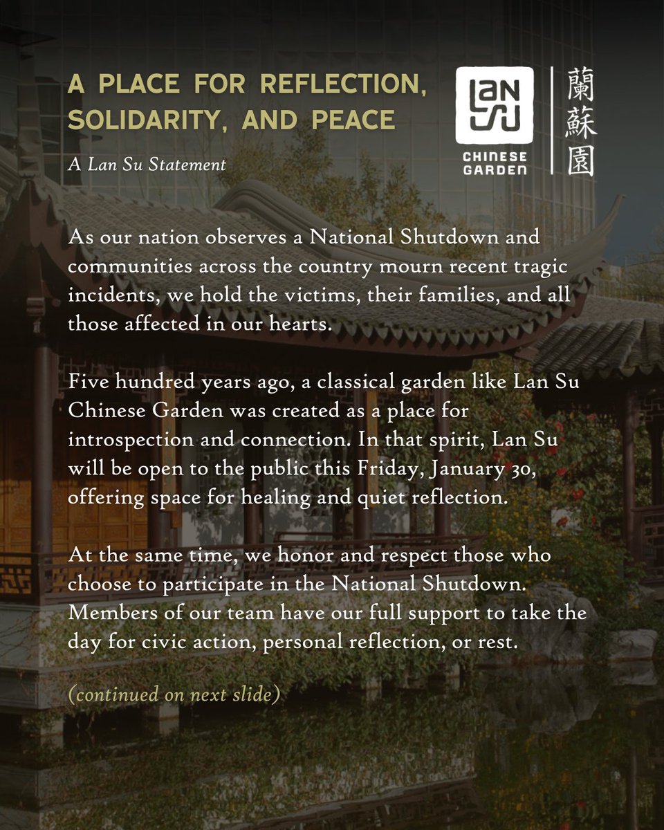chinesegarden's tweet photo. We believe Lan Su Chinese Garden is a place for reflection, solidarity, and peace. https://t.co/iHlMDkbny4