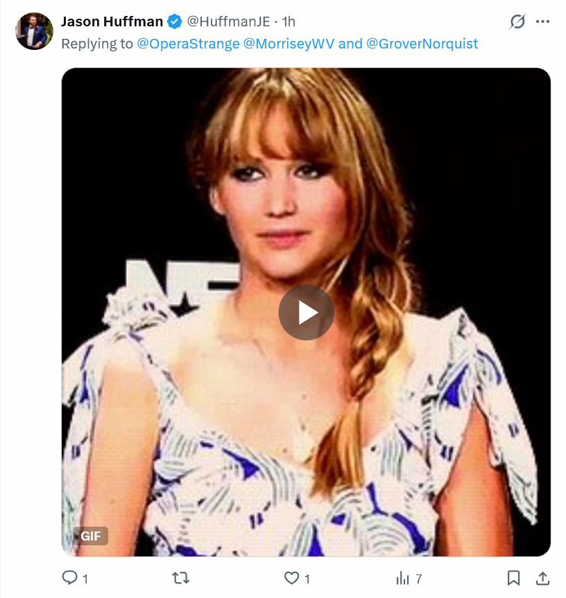 OperaStrange's tweet image. the head of Americans For "Prosperity"--West Virginia held a sad sack event with Grover Norquist (no, you read that right) earlier this week. it was held in a store and the audience was...the store employees. i pointed out how pathetic it was and this was his response.