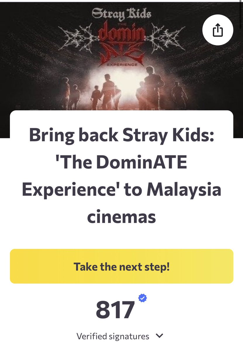 asinistrality's tweet image. can you help Malaysian Stays voices heard by signing this petition

we were looking forward to the Stray Kids : The DominATE Experience, but was cancelled abruptly.

Bring back Stray Kids: 'The DominATE Experience' to Malaysia cinemas - Sign the Petition! c.org/jcDFTmmyZ2