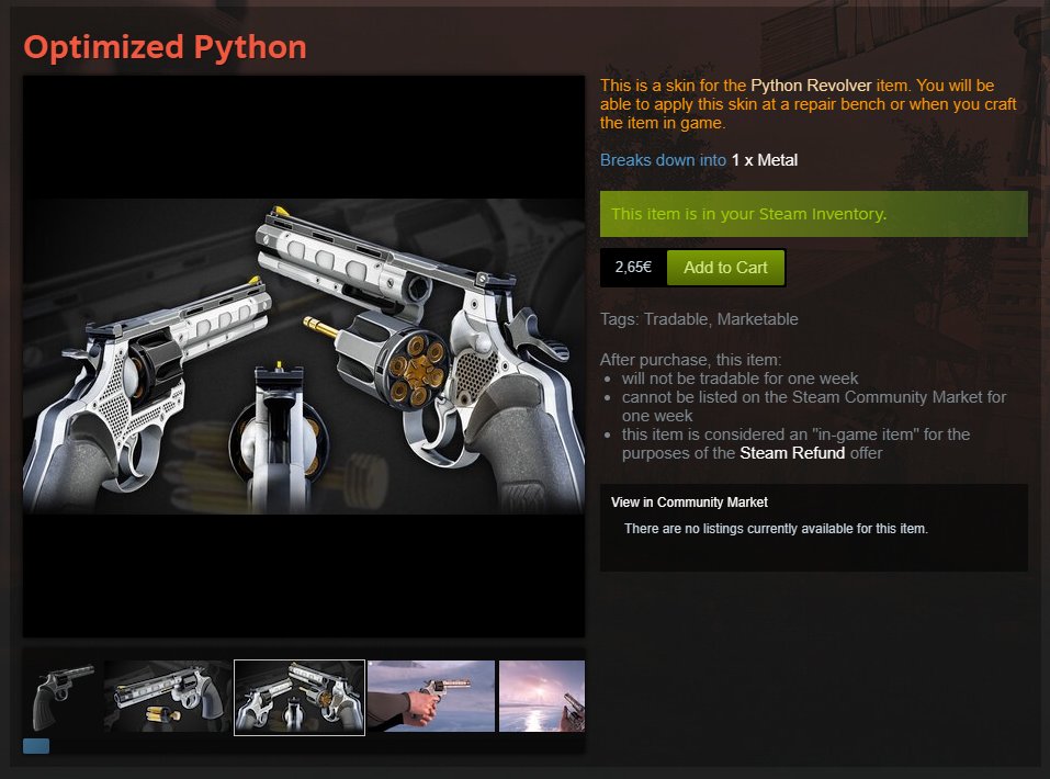AAAA- my Optimized Python JUST got accepted for <a href="/playrust/">Rust</a>! 🩷 (It has a cool cut sight and "fake glow" sights!!)

Thank you so so so much for this opportunity <3 genuinely so happy!! 

please go buy it here!!! : store.steampowered.com/itemstore/2524…