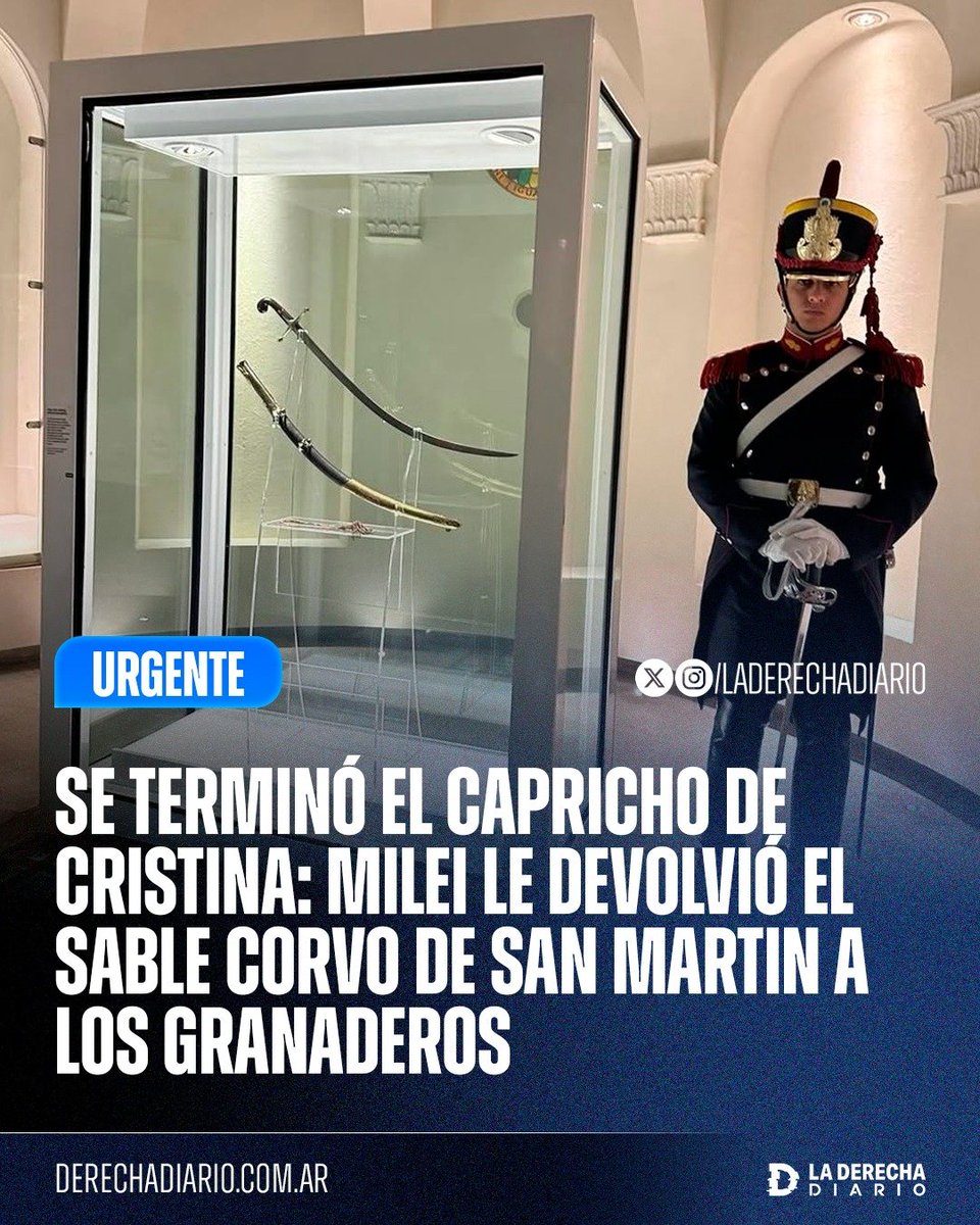 ¡FIN DEL SECUESTRO IDEOLÓGICO!

Milei LE SACÓ el sable corvo de San Martín a CFK y lo devolvió a los Granaderos, donde siempre debió estar

Años de CAPRICHO y APROPIACIÓN SIMBÓLICA llegaron a su fin

¿BANCÁS ESTA DECISIÓN?

1- ¡SI!
2- NO