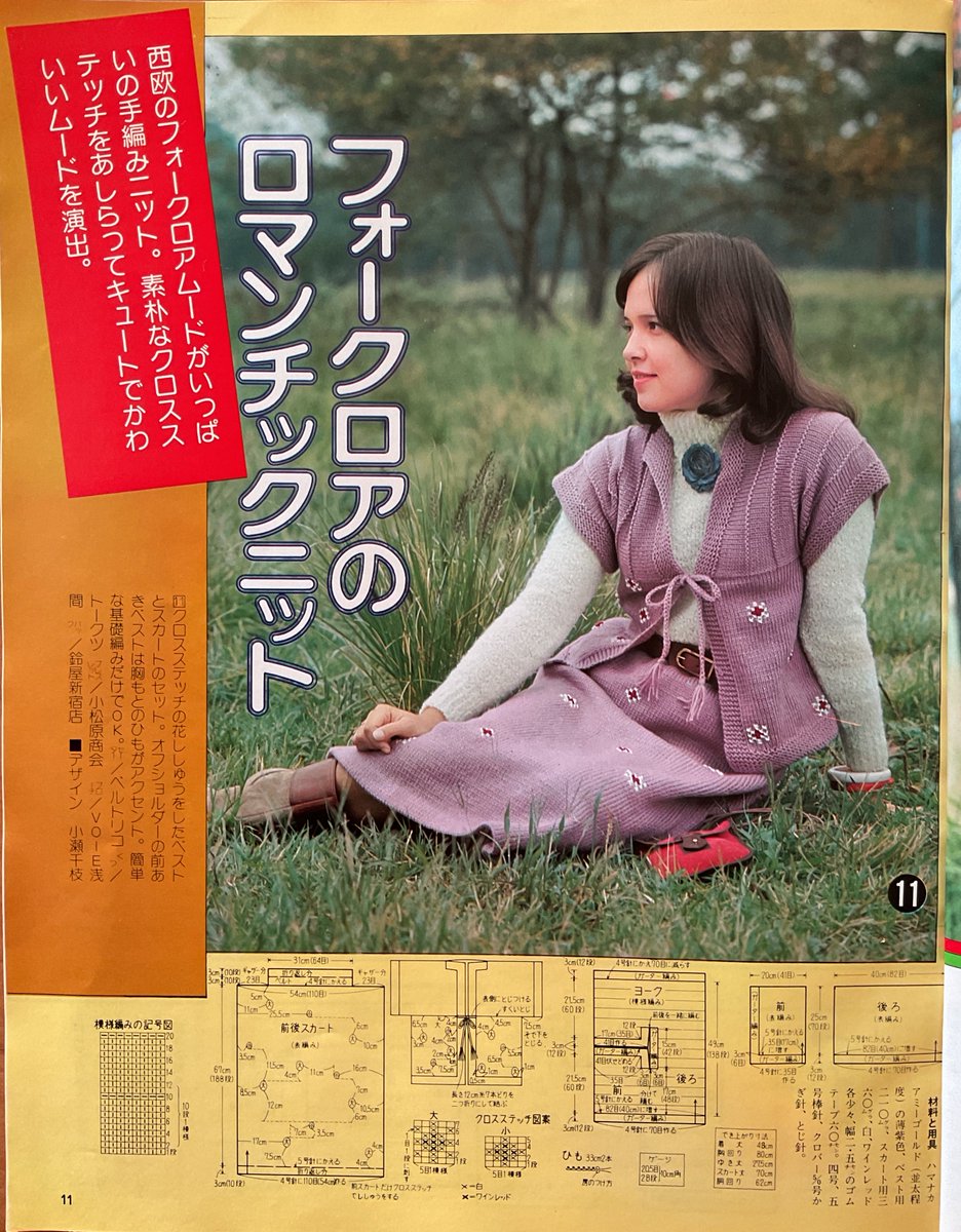 昭和50年『別冊 若い女性 流行の直線ニット特集号』より『フォークロア