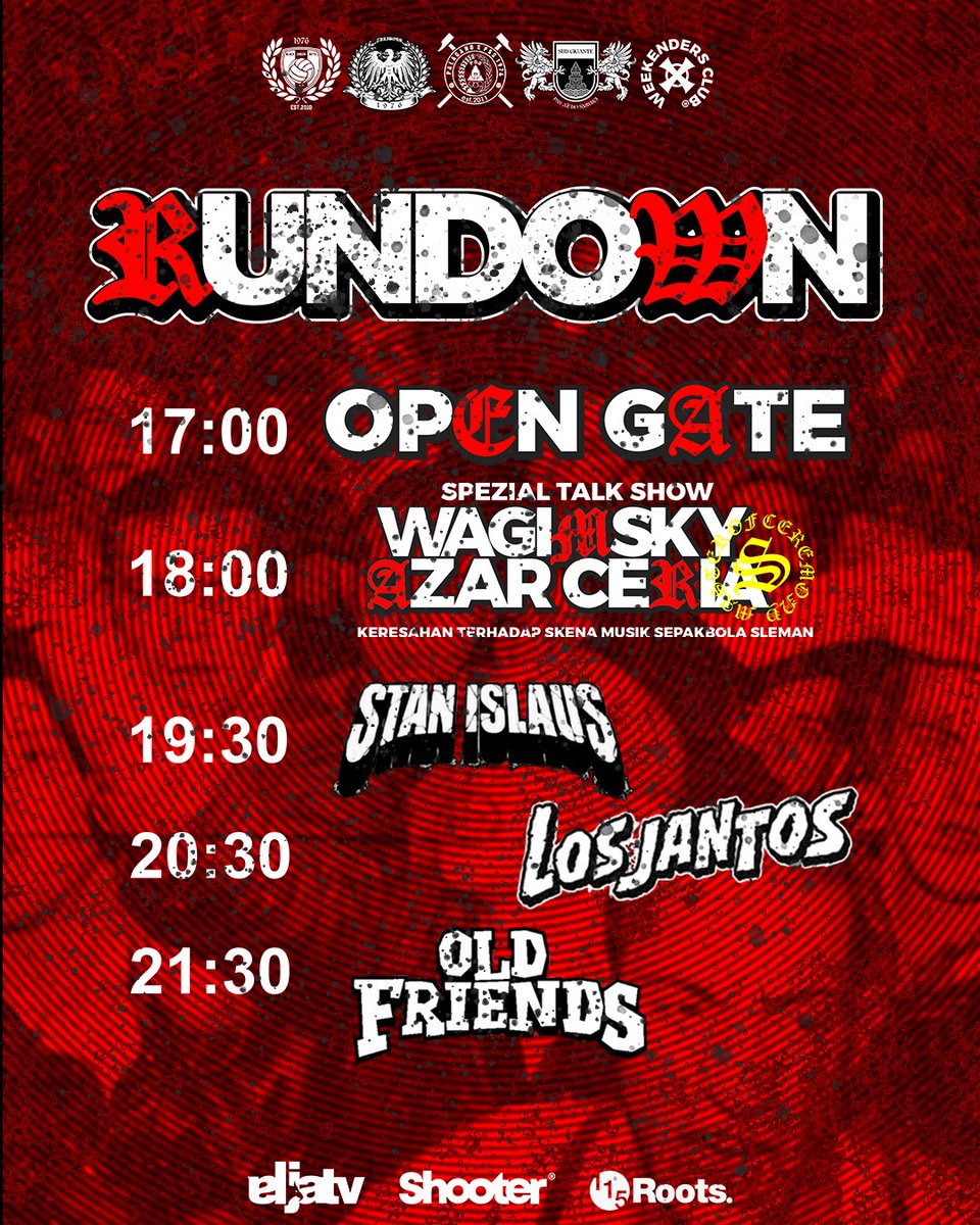 “BEYOND THE TERRACE”

MALAM INI !!! 
kita sambut hari esok #LibasBarito dengan berkumpul berdiskusi dan bernyanyi bersama 🙌🏻

Acara kolaborasi <a href="/Palagano2011/">PALAGANO</a> <a href="/LOTUSPSS2012/">TURIBOYS76</a> <a href="/SudGigante1976/">𝟒𝟒.𝟔𝟑 𝐁𝐨𝐲𝐬</a> and weekenders crew.

COME AND JOIN US !!🟢⚪️⚫️

<a href="/TheShooter_id/">Shøøt</a> <a href="/Elja_TV/">Elja TV</a> <a href="/SuicideSquad76/">𝟏𝟏.𝟓</a>