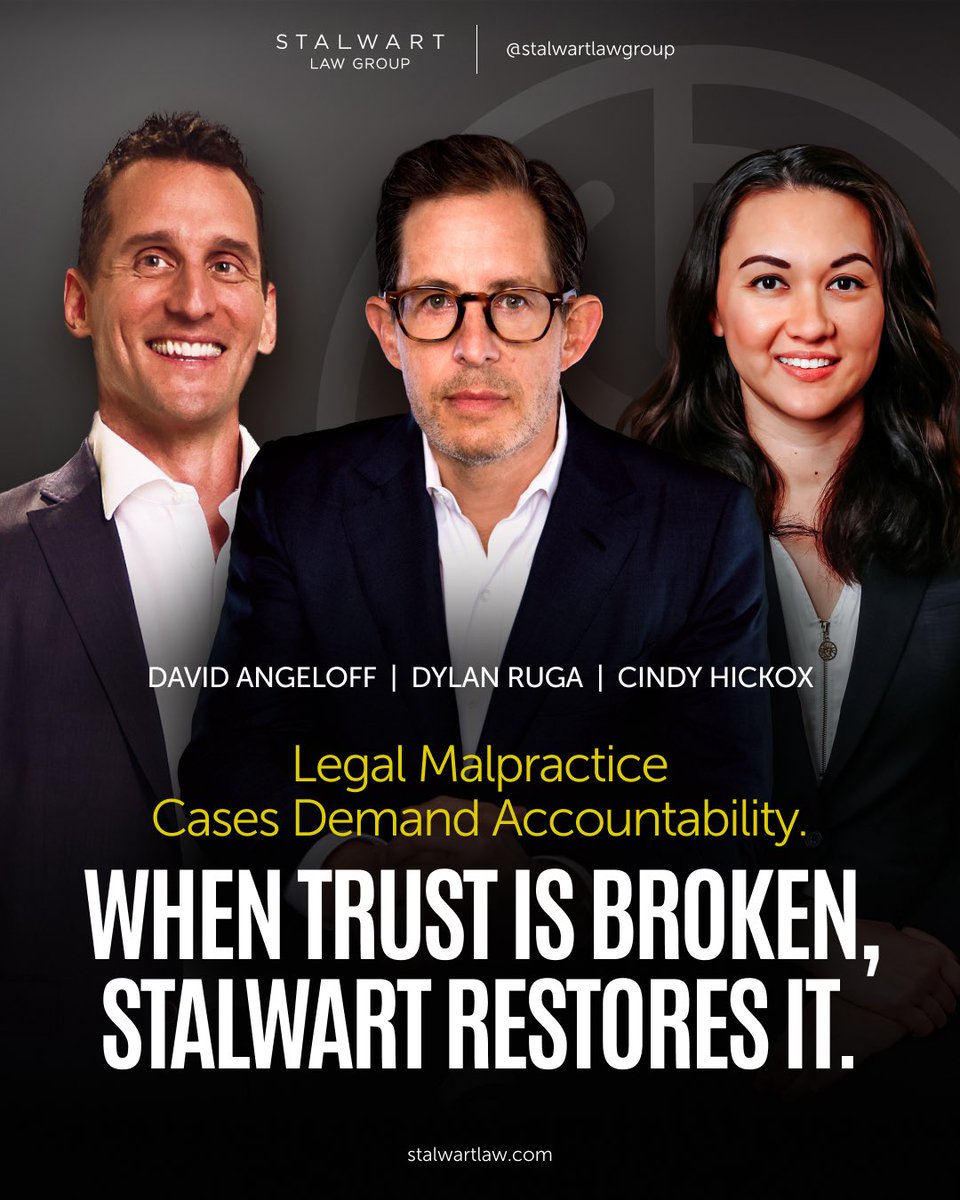 StalwartLaw's tweet image. Accountability matters. Legal malpractice cases require careful review, legal depth, and clarity around what went wrong and why it matters. At Stalwart Law Group, we handle these cases with focus and integrity. 

🔗 bit.ly/4q80qDA

#StalwartLawGroup #LegalMalpractice
