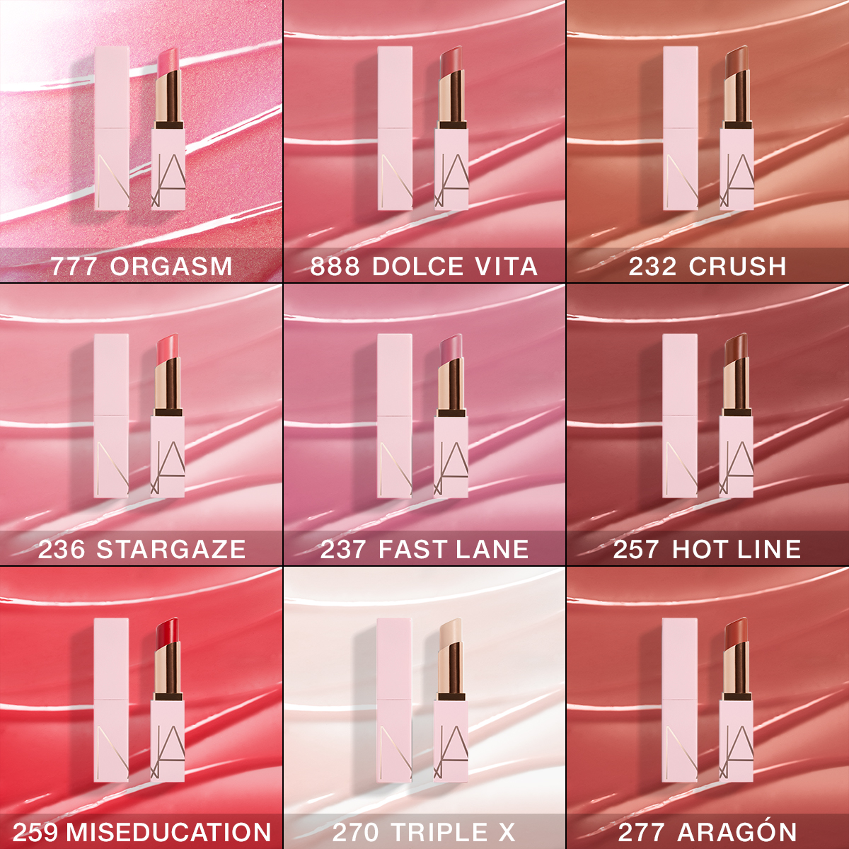 【プレゼントキャンペーン】
ケア効果とシェードをアップデートした「アフターグロー リップバーム N」。抽選で5名さまにお好きな色を1色プレゼント。

「777 ORGASM」や「888 DOLCE