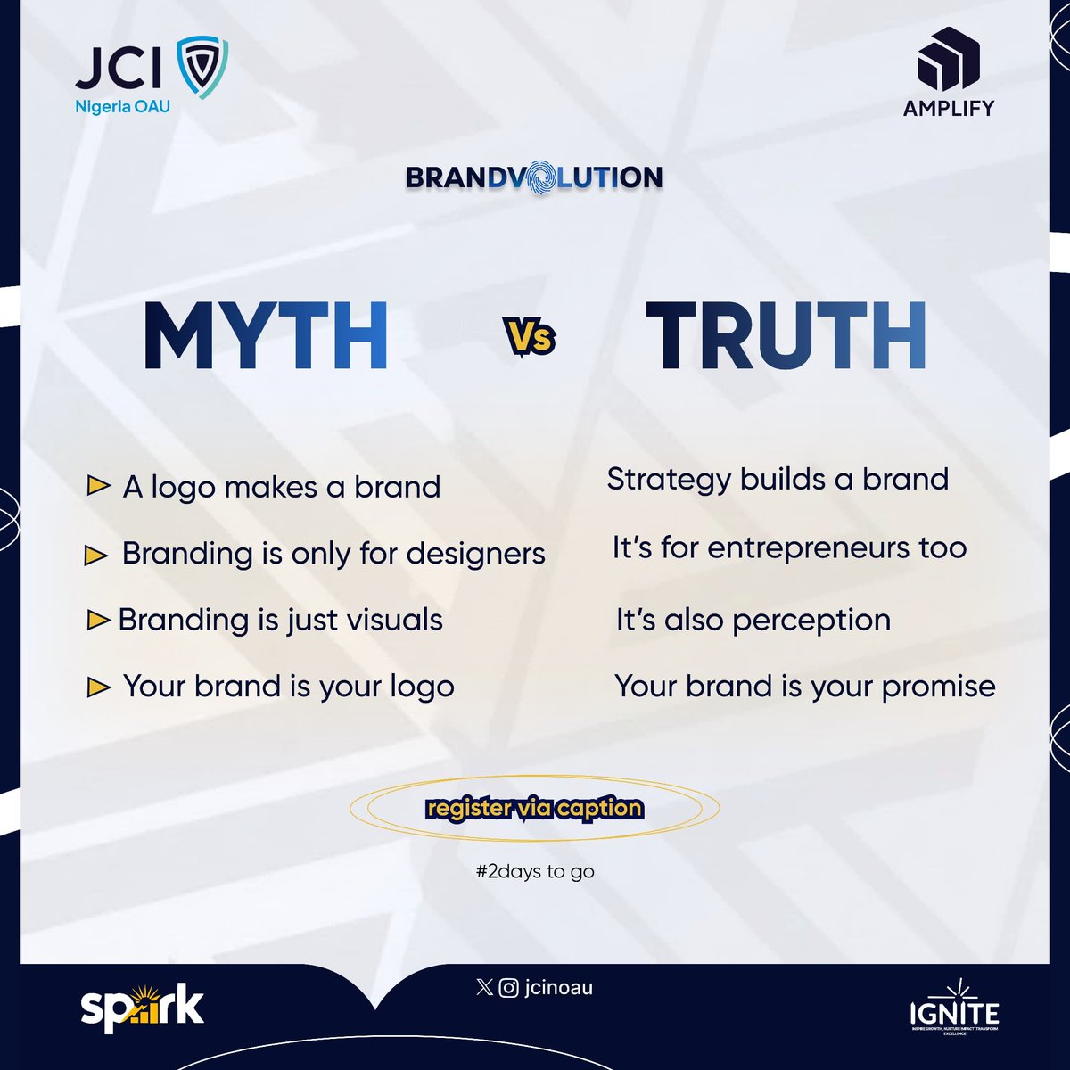 jcinoau's tweet photo. 2 DAYS TO GO🔥🔥🔥
BRANDVOLUTION IS HERE! 🌟
#IGNITE
#JCINOAU
#BRANDVOLUTION
#SPARK
#AMPLIFY
#JCINIGERIA
#JCI https://t.co/RdvWATWmoK