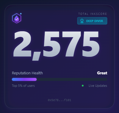 call_me_fall's tweet photo. 🎉 Just minted my InkScore NFT on @Inkscore!

📊 Score: 2,575
🏆 Rank: Deep Diver

Mint yours at https://t.co/usgQMckY2P https://t.co/1ctzCcRWTB