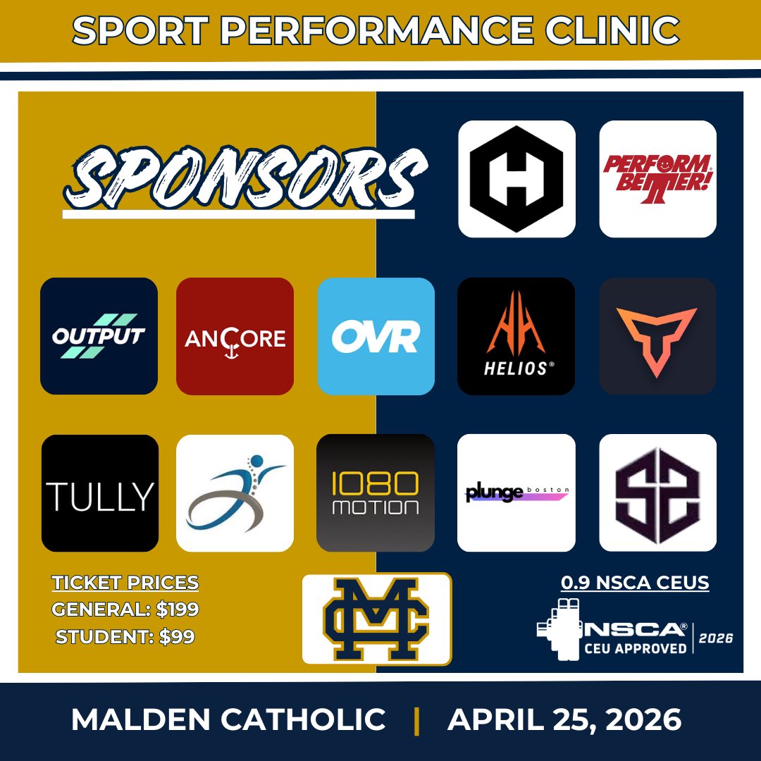 ⚡️Sport Performance Clinic 2026

🎟️ Registration: maldencatholic.org/athletics/stre…