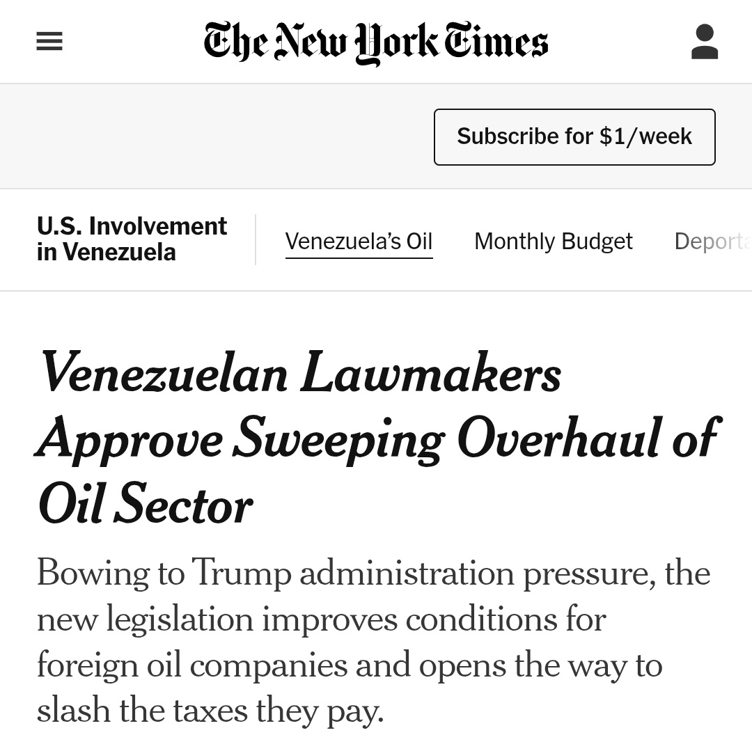 Chavistas, yo sé que ustedes no saben inglés, pero allí dice: JORGE Y DELCY RODRÍGUEZ PASARON UNA LEY BORRANDO TODO EL "LEGADO DE CHÁVEZ" Y EEUU AHORA MANDA EN VENEZUELA Y SU PETRÓLEO.

Rodilla en tierra camaradas.