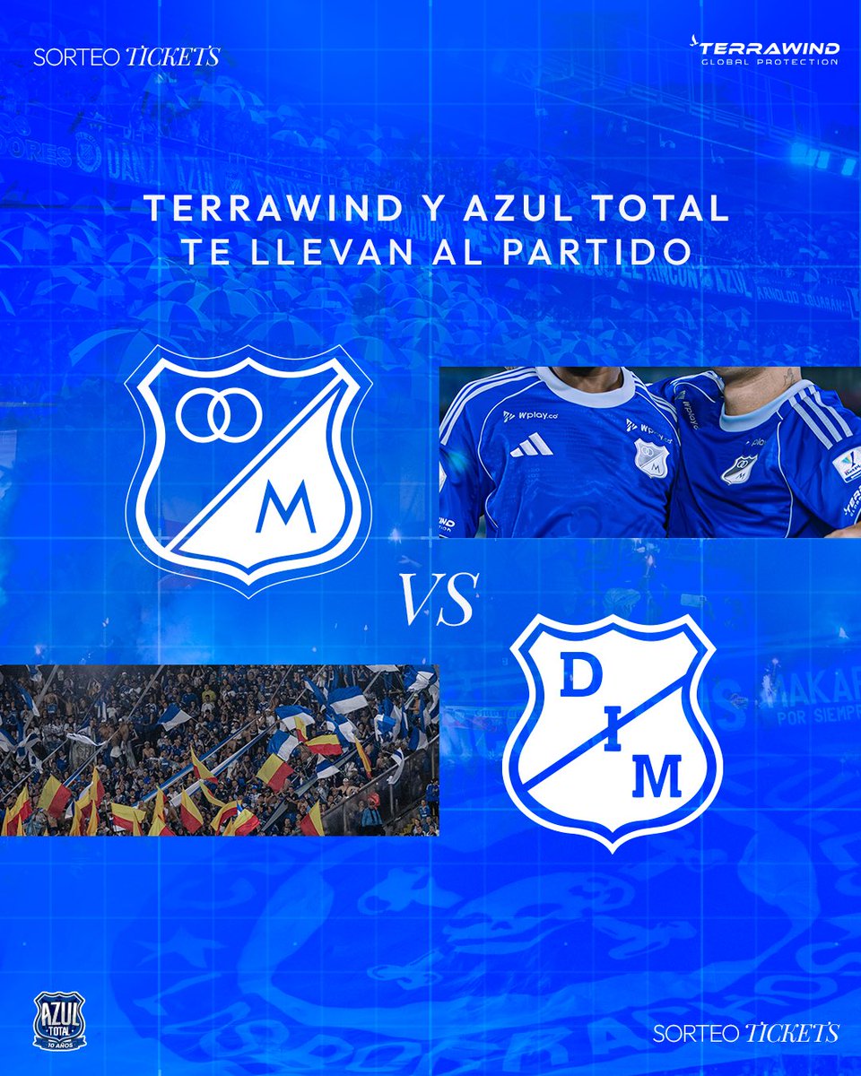 Azul_Total's tweet image. ¡SORTEO! Ⓜ️

👉🏻 𝗔𝘇𝘂𝗹 𝗧𝗼𝘁𝗮𝗹 y 𝗧𝗲𝗿𝗿𝗮𝘄𝗶𝗻𝗱, patrocinador oficial de 𝗠𝗶𝗹𝗹𝗼𝗻𝗮𝗿𝗶𝗼𝘀, te invitan al partido de Liga BetPlay 🆚 Medellín

1️⃣ Solo tienes que seguir a @Azul_Total y @terrawindgp en X

2️⃣ Darle RT a esta imagen

¡SORTEAREMOS UN PASE DOBLE! 🎟️🔥