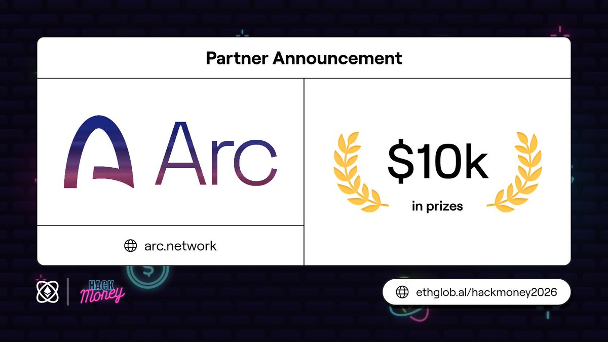 ETHGlobal's tweet photo. @circle is bringing @arc — their purpose-built L1 — to HackMoney with $10k in prizes.

Build crosschain finance apps, global USDC payout systems, or agentic commerce powered by real-world assets.

The Economic OS for the internet is open for builders. https://t.co/KyimwDp6jV