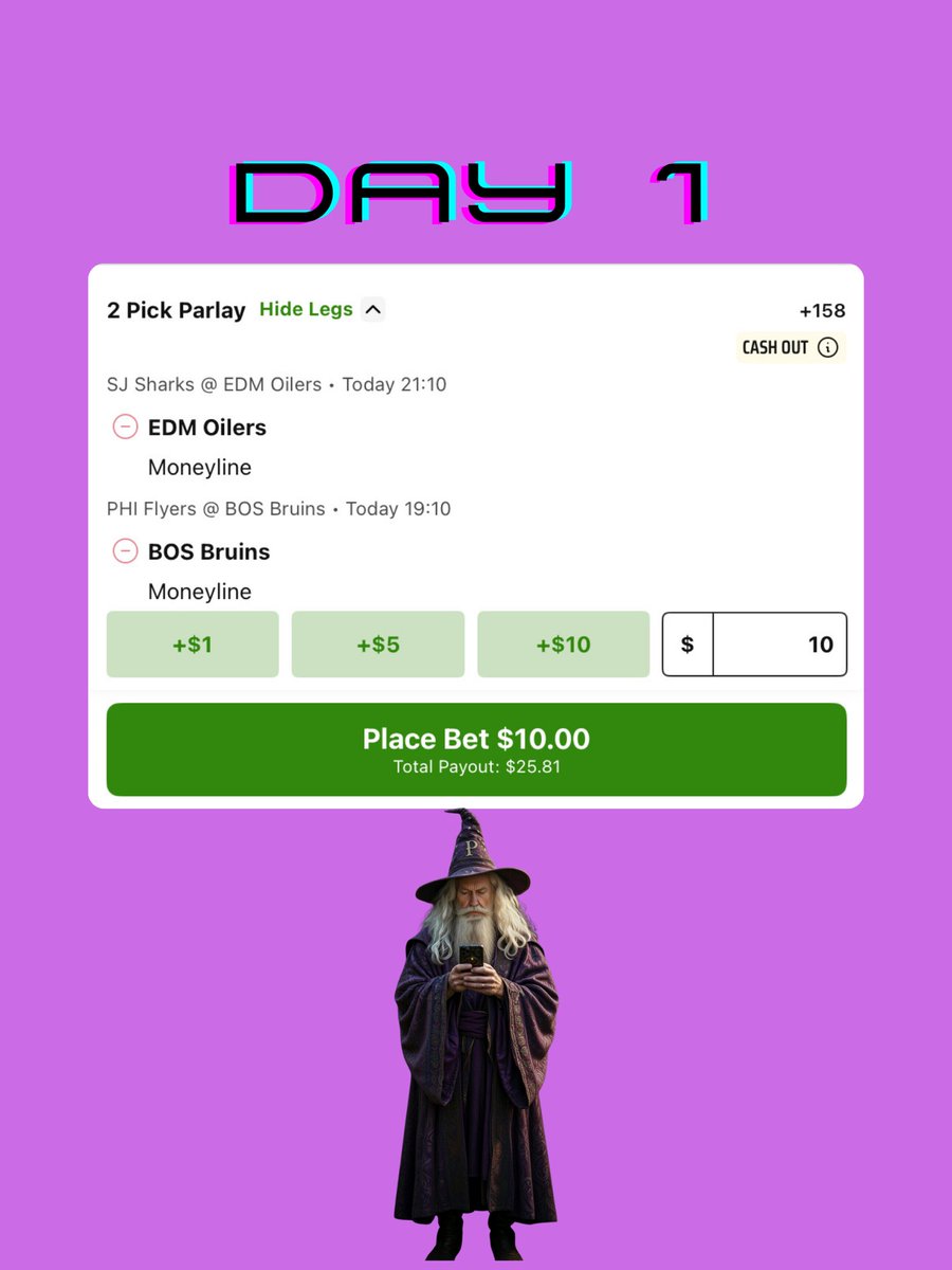 ParlayWizardEV's tweet image. LADDER starting today 🚨

We are using two legs from the Daily 5 parlays to create some bangers.

Follow along with us and lets reach the top ☝️

Day 1 starts now- like if riding
#ladderplay
