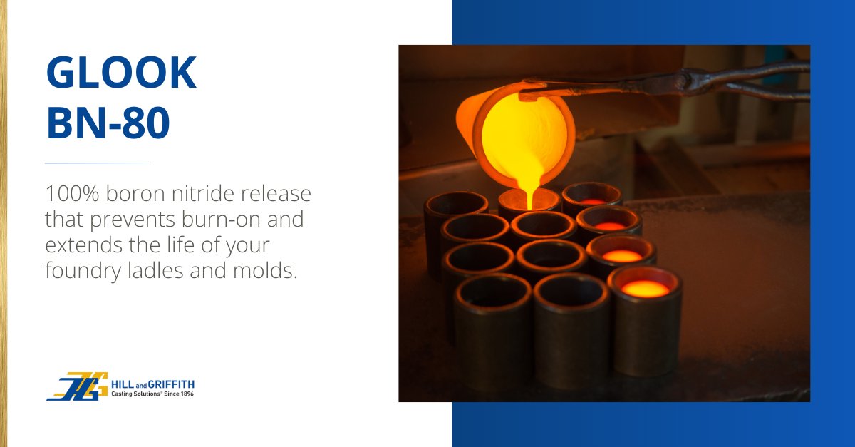 HillandGriffith's tweet image. Use GLOOK BN-80 on your foundry ladles to prevent burn-on and extend the life of your tools and molds. As a safe, water-based coating with no VOCs, it is perfect for all molten aluminum, magnesium, or zinc accessories. 

#ManufacturingInnovation #ToolProtection #IndustrialTech