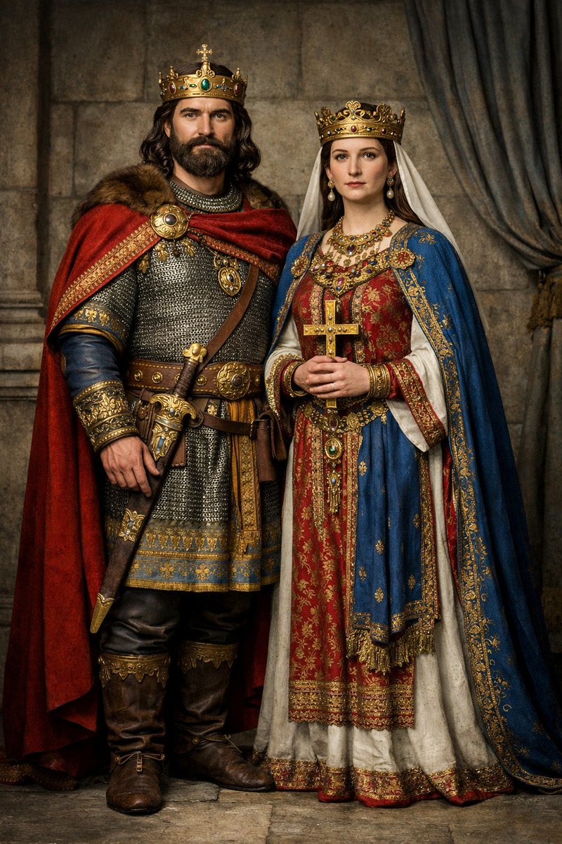 Clovis et sa femme Clotilde, roi et reine des Francs