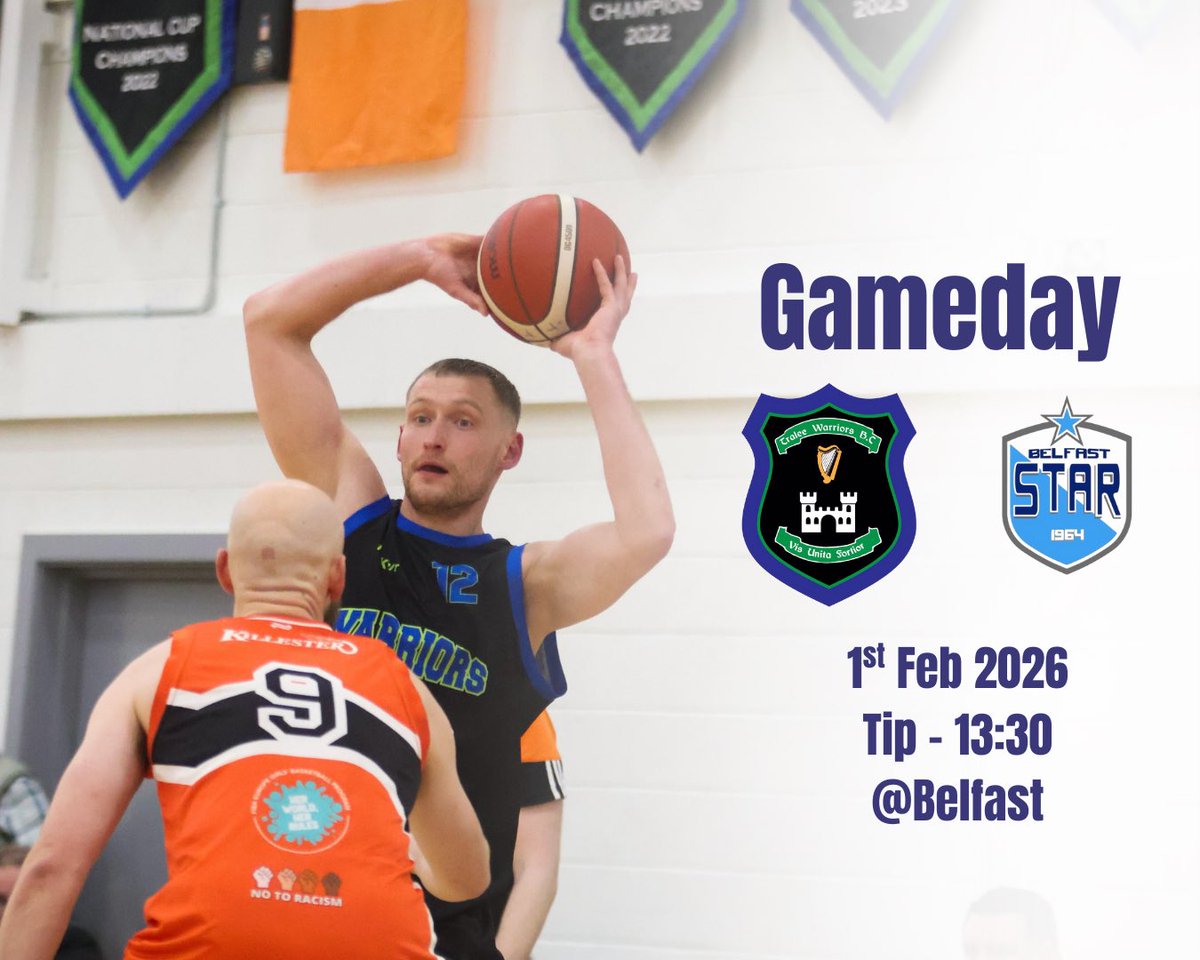 GARVEY’S Tralee Warriors head north this Sunday to face league leaders Belfast Star 💥🏀

🕜 Tip-off: 1:30pm
📍 Belfast

Let’s go, Warriors! 🔥