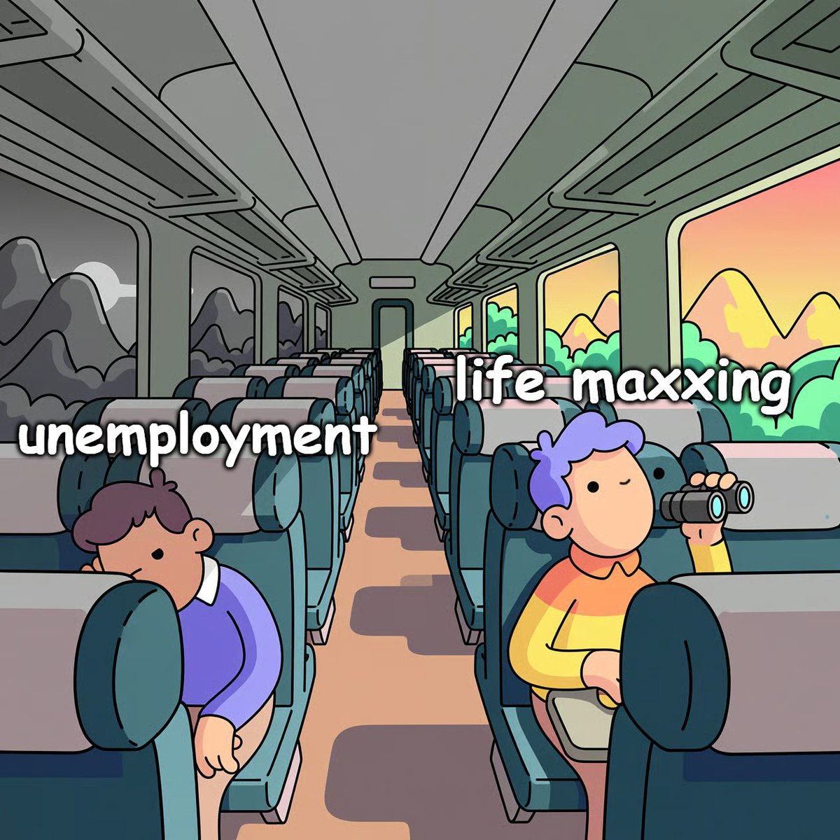 doodles's tweet photo. @litteralyme0 they call it unemployment

we call it life maxxing

we are not the same https://t.co/68kPWSNQi2