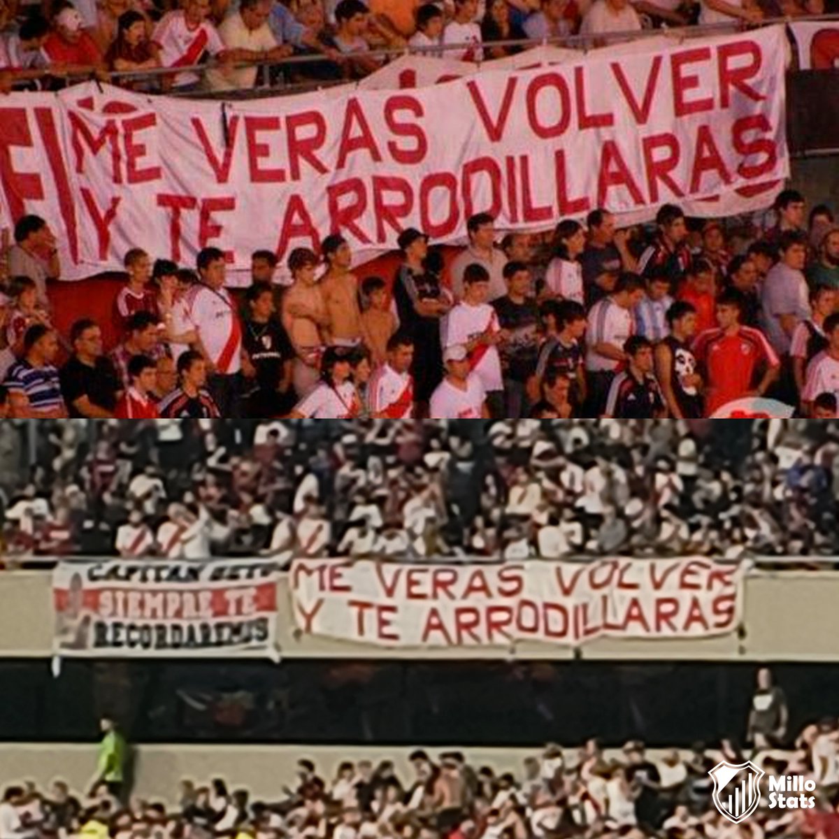 El día de ayer el Monumental volvió a lucir el trapo de  "Me veras volver y te arrodillaras"

Fue en Homenaje al hincha Beto Orlandoni (Dueño de la misma) quien falleció recientemente

QDEP.