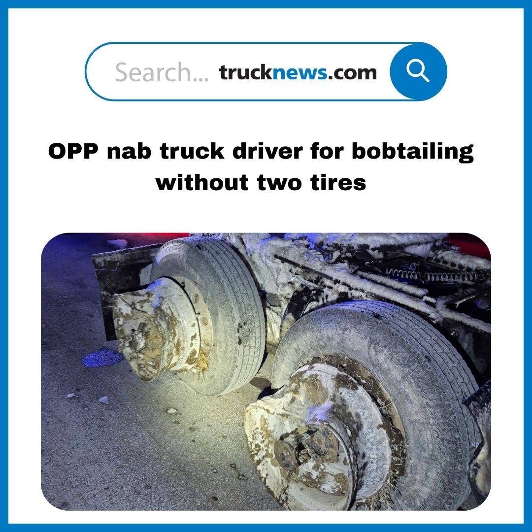 Todaystrucking's tweet image. A Brampton, Ont., #TruckDriver is facing multiple charges after Ontario Provincial Police officers pulled over his bobtail #truck that was missing two #tires
trucknews.com/health-safety/…
#OPP #trucking #safety