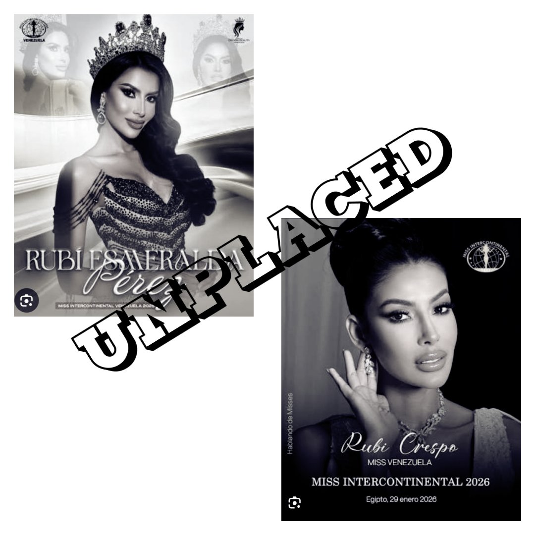 ¡SIN SORPRESAS! Rubi Esmeralda Topacio Cristal Pérez -léase Rubí Perez- y no la malvada ambiciosa de la telenovela, se convierte en la 1era 2026 sin clasificación por 🇻🇪 en un certámen internacional.
#MissIntercontinental2025 

No es de OMGV ni OMV, tampoco del Unplaced eterno.