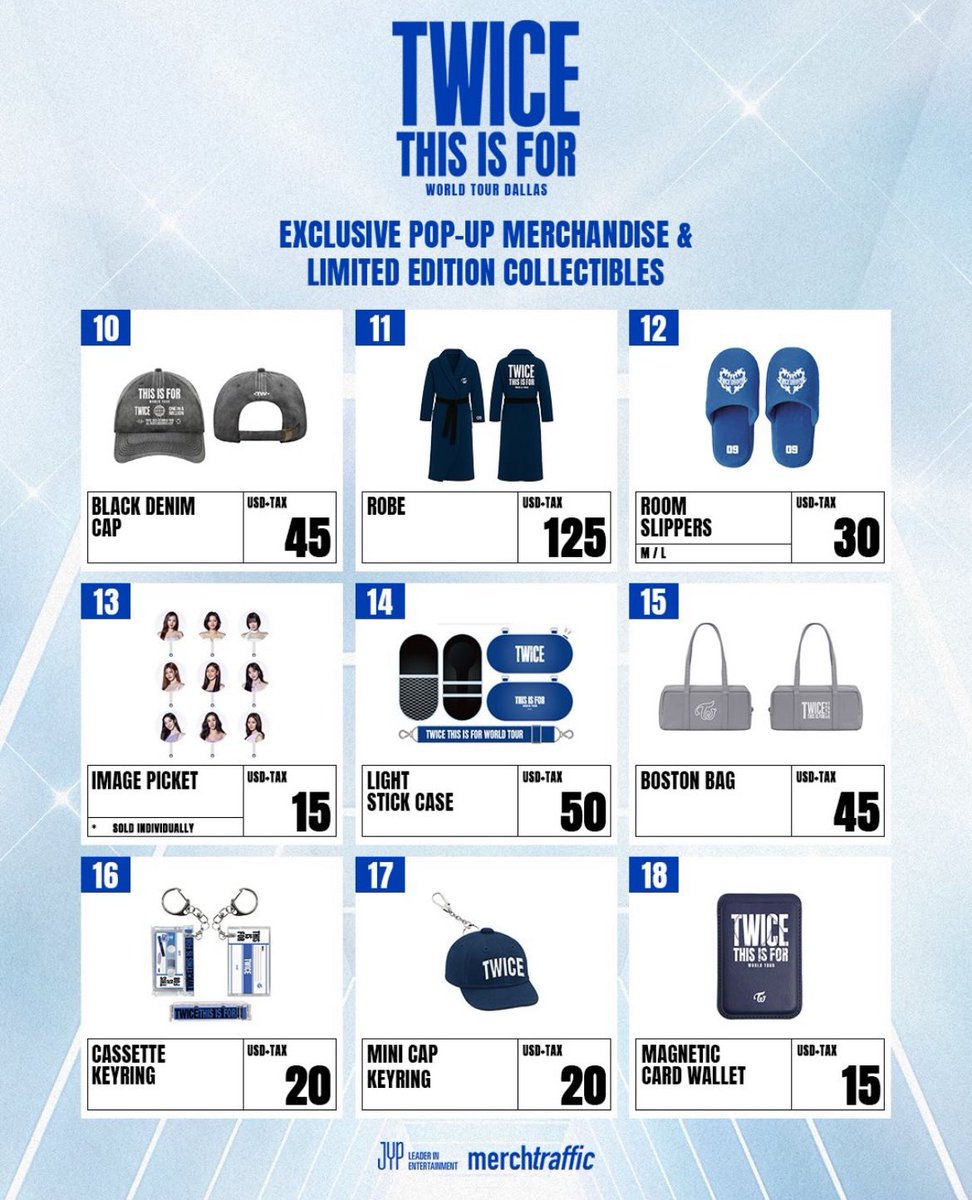 TWICE_TOUR_'s tweet photo. Official merch of the THIS IS FOR WORLD TOUR in DALLAS Pop-Up store:

#TWICE #THISISFOR https://t.co/m1k5B2xa5U
