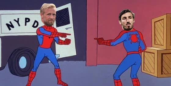 Schmeichel and Barkas trying to be as shite as each other 🤣
