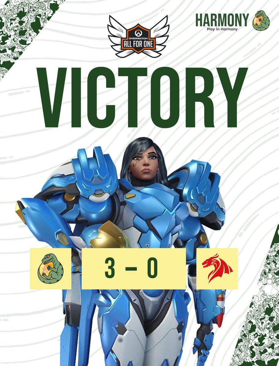 Une première victoire pour la team Harmony !!

GG à l'équipe des <a href="/dragons__esport/">Dragons Esport</a> pour ce match et merci aux casters <a href="/ClementC_/">Clément aka. Opera</a> et <a href="/Hoshin_ow/">Hoshin</a> 

On se revoit très vite pour la suite du championnat de France <a href="/PlayAllForOneFR/">Overwatch AllForOne France</a>