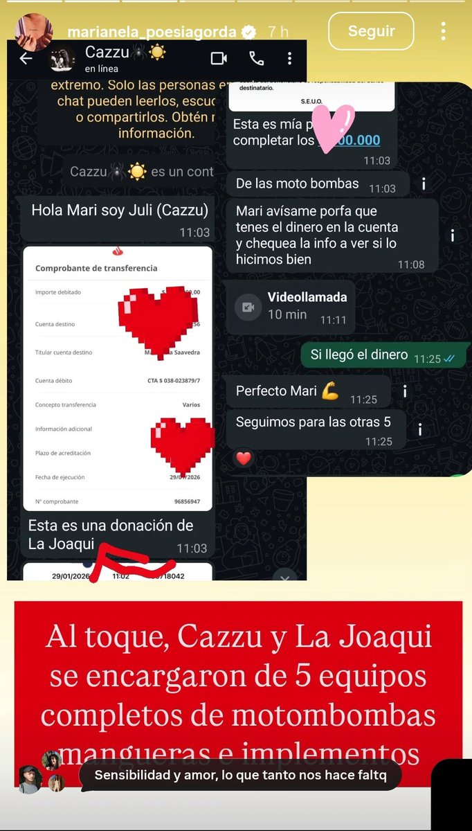 cazzu no solo se ha expresado respecto a la patagonia públicamente si no que también lo hizo puertas para adentro, buscando a quienes acercarse para poder hacerles llegar donaciones, no solo de ella si no también de sus colegas. que importante es tener artistas que digan y HAGAN!
