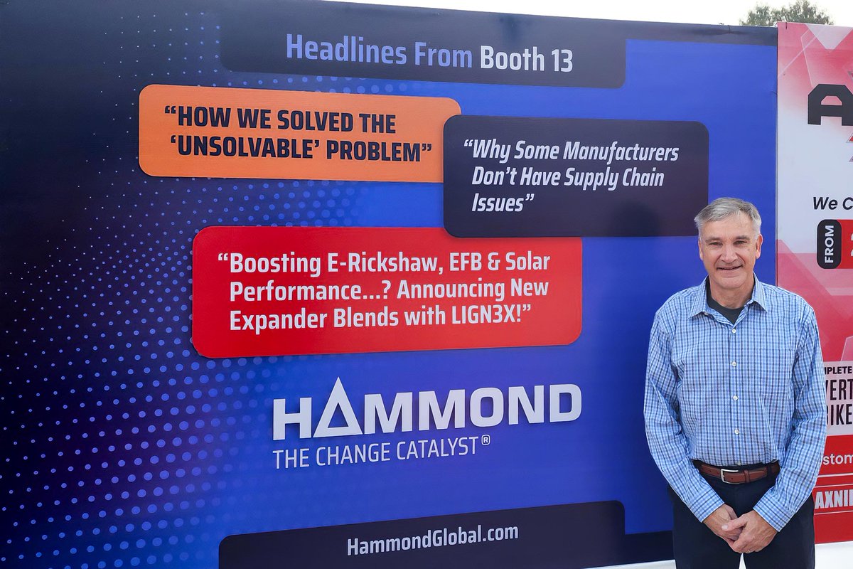 HammondGroupInc's tweet photo. We really enjoyed meeting with new people at PowerOn 2026 and reconnecting with friends. John Miller showed how LIGN3X™ can become a game‑changing solution for Indian battery makers.

More about LIGN3X: https://t.co/PDNHeIeCQn) https://t.co/HIKNeigB1T