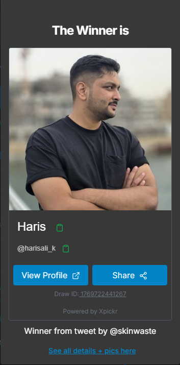 Congrats <a href="/harisali_k/">Haris CS2</a> you won the AK-47 | Legion of Anubis giveaway! Draw ID: 1769722441267 Winner chosen via <a href="/xpickr/">Xpicker2</a> 

Please DM us your Steam Trade URL to receive the offer! 

There is another active giveaway for those wanting to join: x.com/shanohni/statu…

#skinwaste #csgo