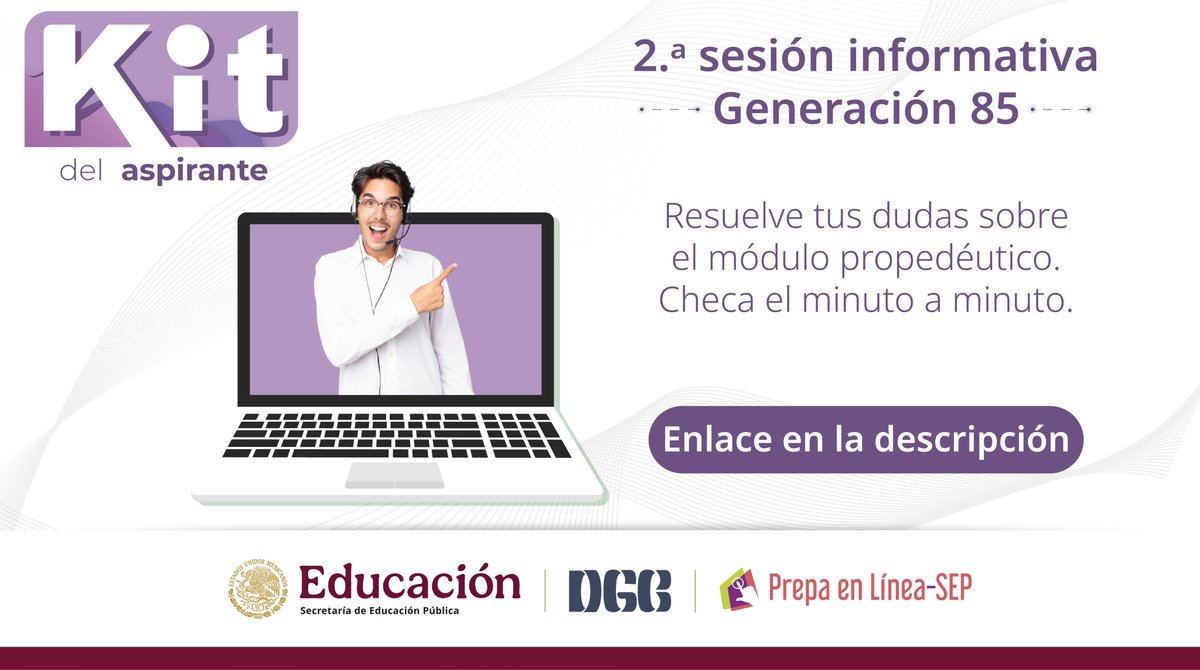 PrepaLineaSEP's tweet photo. ¿Te perdiste la sesión informativa sobre el módulo propedéutico? Consulta la grabación en 👩💻👇
https://t.co/z7Nh3czo9A
#PrepaEnLíneaSEP #VaContigo #KitDelAspirante #PLSEPGeneración85 https://t.co/eQBBglKpGw