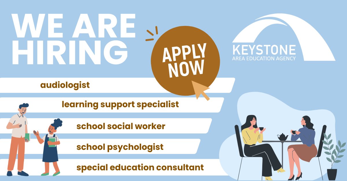 KeystoneAEA's tweet image. 🔎📘 We're hiring for next school year!
Quick apply at keystoneaea.org/employment

#iowajobs #iaedchat #SchoolSocialWork #SSW #SocialWorkJobs #NASW #SchoolSocialWorker #SchoolPsychology #SchoolPsych #SchoolPsychLife #NASP #SpecialEducation #SPED #ITeachSPED #EdLeaders #EdChat