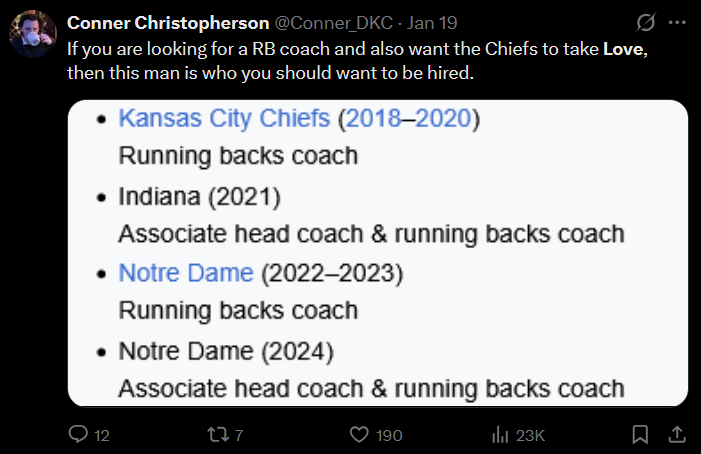 For all the Jeremiyah Love fans...this tweet was about Deland McCullough.