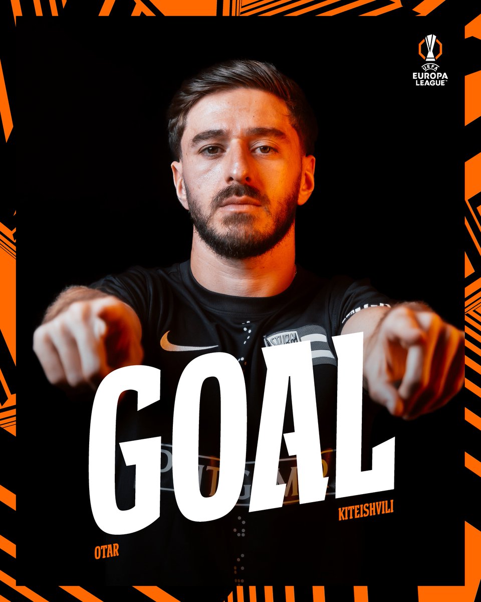 SKSturm's tweet photo. Jetzt aber! Otar #Kiteishvili trifft zur Führung! 🤩 #sturmgraz #UEL #STUSKB
____________
STU 1:0 SKB |⏱️85' https://t.co/9JkIfSTYLN