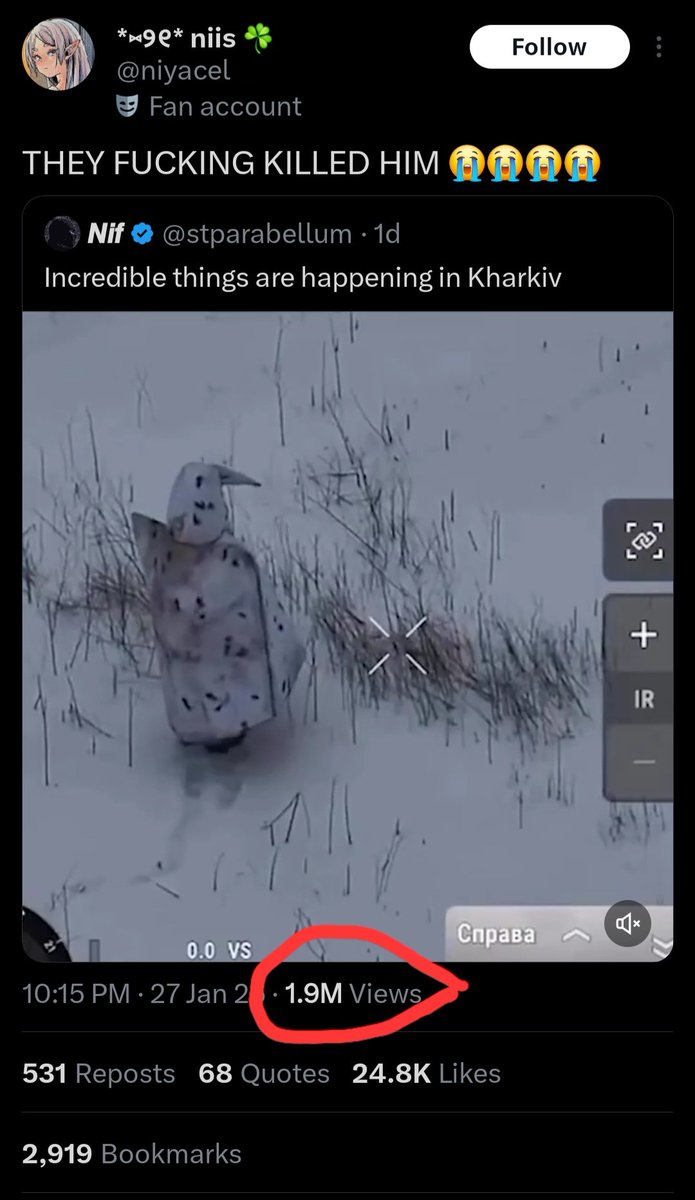 If russian war criminals hunting Ukrainian civilians with drones for years doesn't bother you, but you feel the need to cry about russian invaders getting droned, there is something fundamentally wrong with you. Seek phycological help.