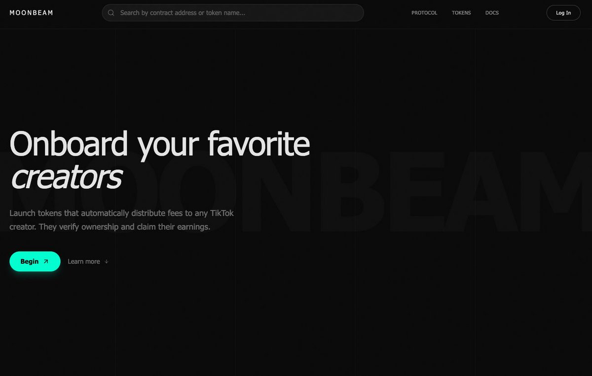 Phase 2 for Moonbeam has begun (we're also rebranding for this upcoming phase— goodbye retro aesthetic, you served us well but unfortunately we need something a bit more professional)!

Moonbeam will be the railway into monetizing TikTok creators à la Bags with X creators.