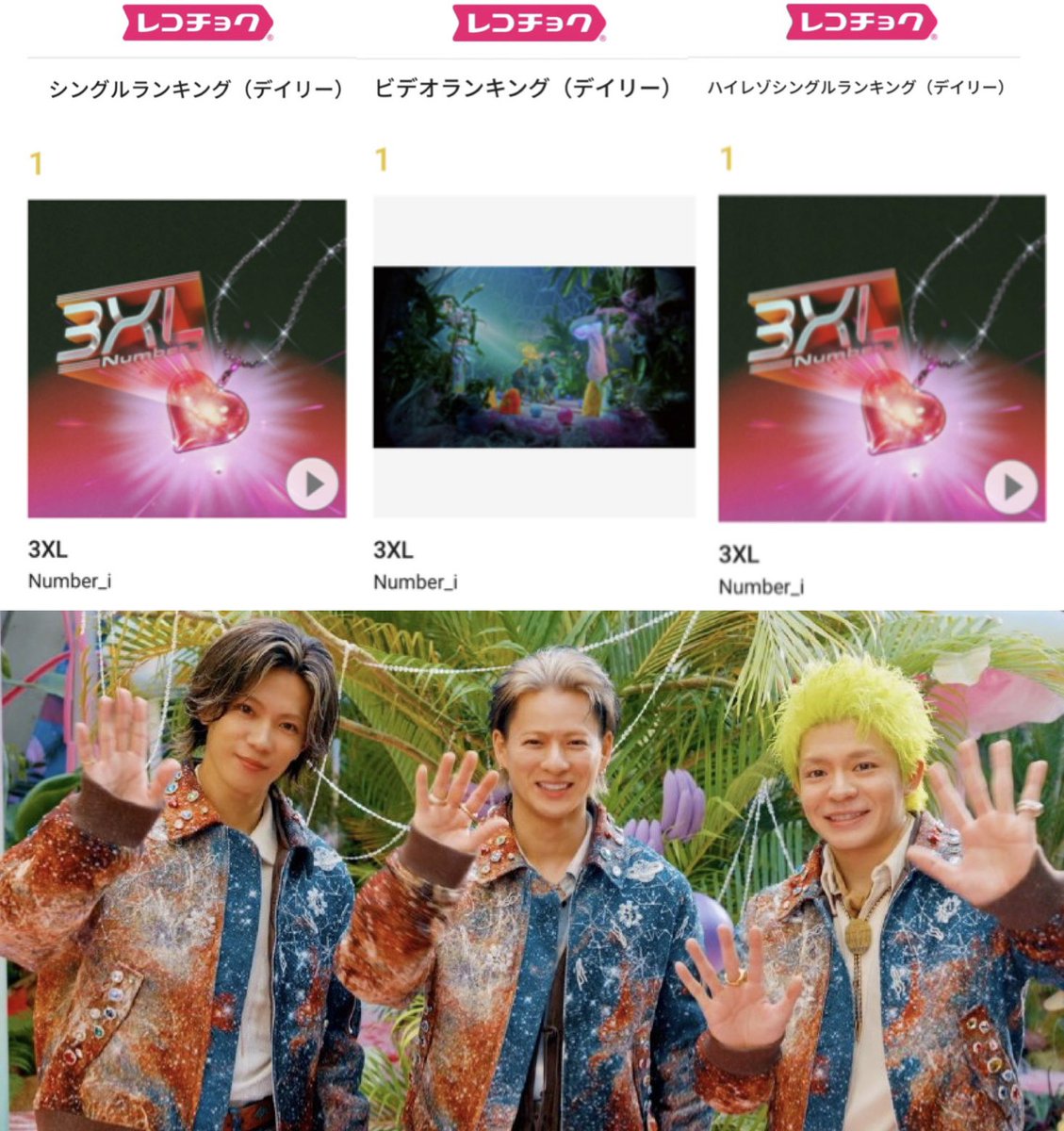 レコチョク デイリーランキング【1/29付】 👑 シングル → 1位