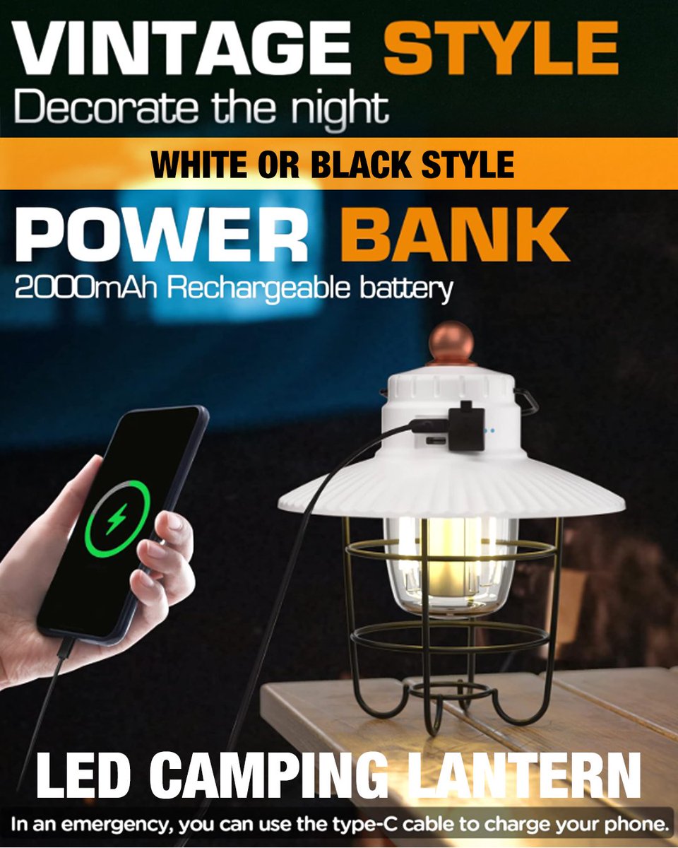 everbrite_light's tweet image. Winter glow-up: EverBrite LED Retro Camping Lanterns!
🔌 USB-C Rechargeable
🔆 3 Modes (Bright, Cozy, SOS)
🔋 Power Bank capable

Available in white or black! shorturl.at/pcL2M

#EverBriteLantern #LEDLantern #PowerOutagePrep #RechargeableLantern