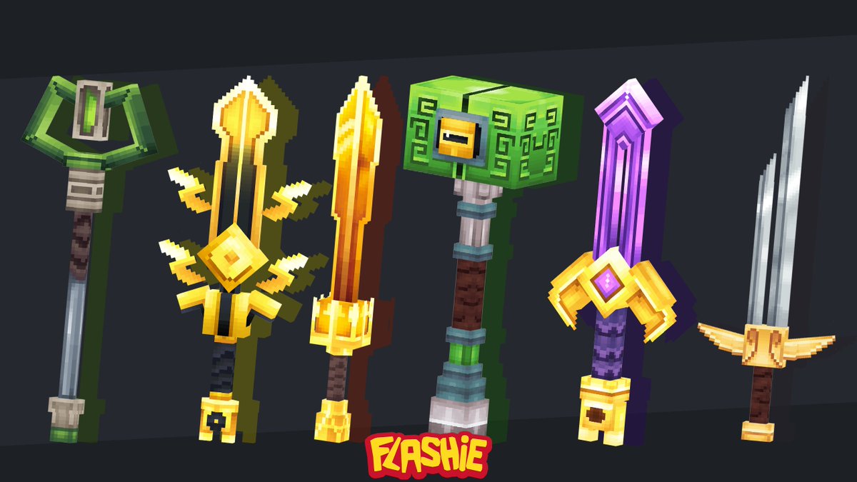 Some <a href="/Hytale/">Hytale</a> styled weapon models I made in #Blockbench.