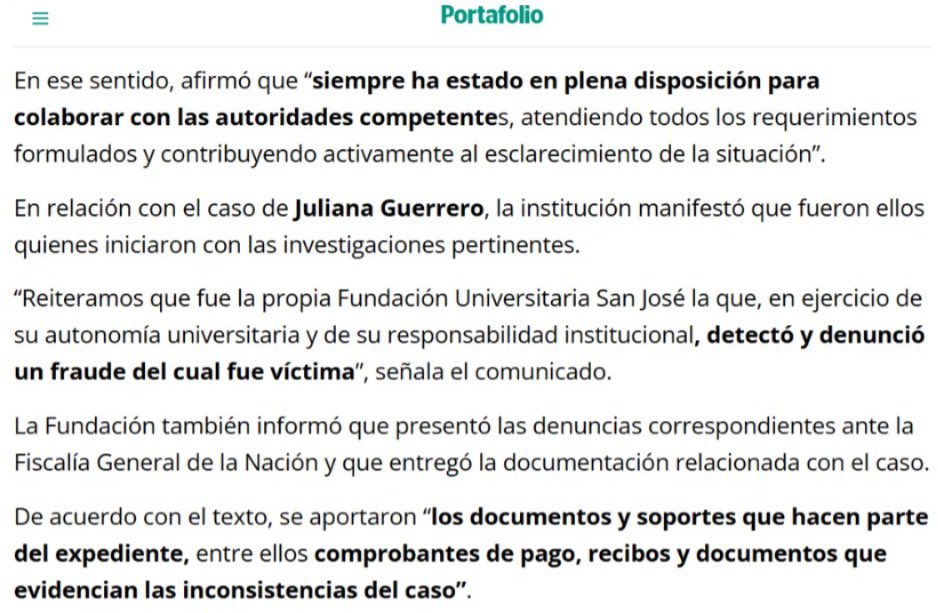 Francisco Pareja, dueño de la San José, tuvo el descaro de decir que estaba dispuesto a colaborar con las autoridades, pero cuando le pedí los títulos de los 1.276 servidores públicos vinculados con esa institución, se inventó una leguleyada y tuve que entutelarlo.

¡Hoy un juez