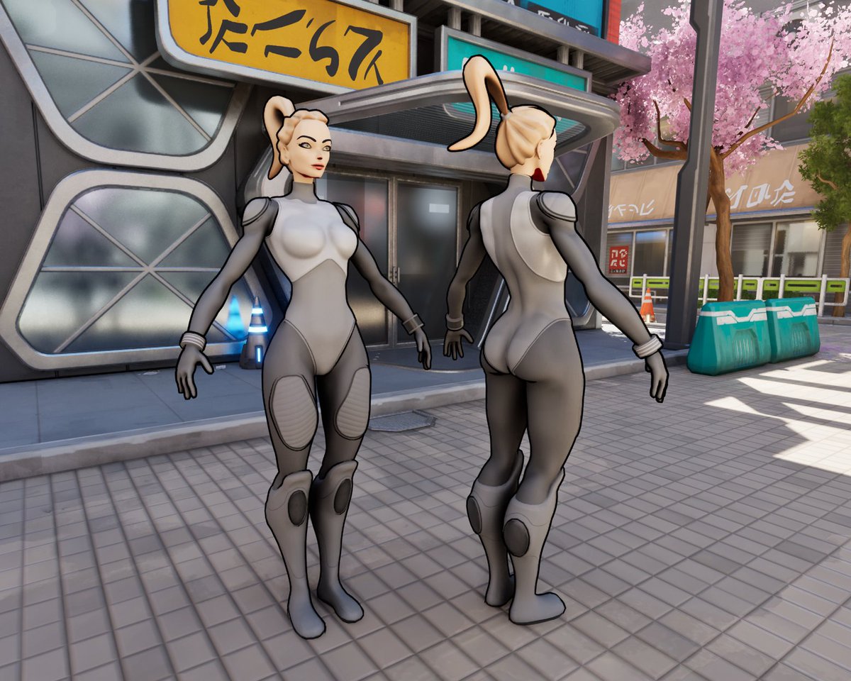 zeelee3D's tweet photo. More updates on this fine lady, lookin' damn good if I say so myself. This time she's chillin' in the Tokyo Stylized Environment, which I really like. 

#indiegamedev #ue5 #zbrush https://t.co/Il0uUDrJ3k