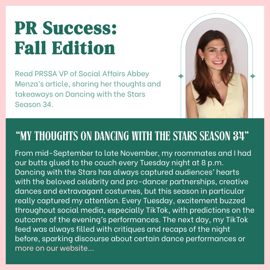 This weeks PR Success highlight is Abbey Menza! Abbey discussed her thoughts on Dancing with the Stars✨💃. Discussing events such as 20th anniversary, Tiktok buzz, Wicked night and more!  
Read Now: bit.ly/4qkA6qA