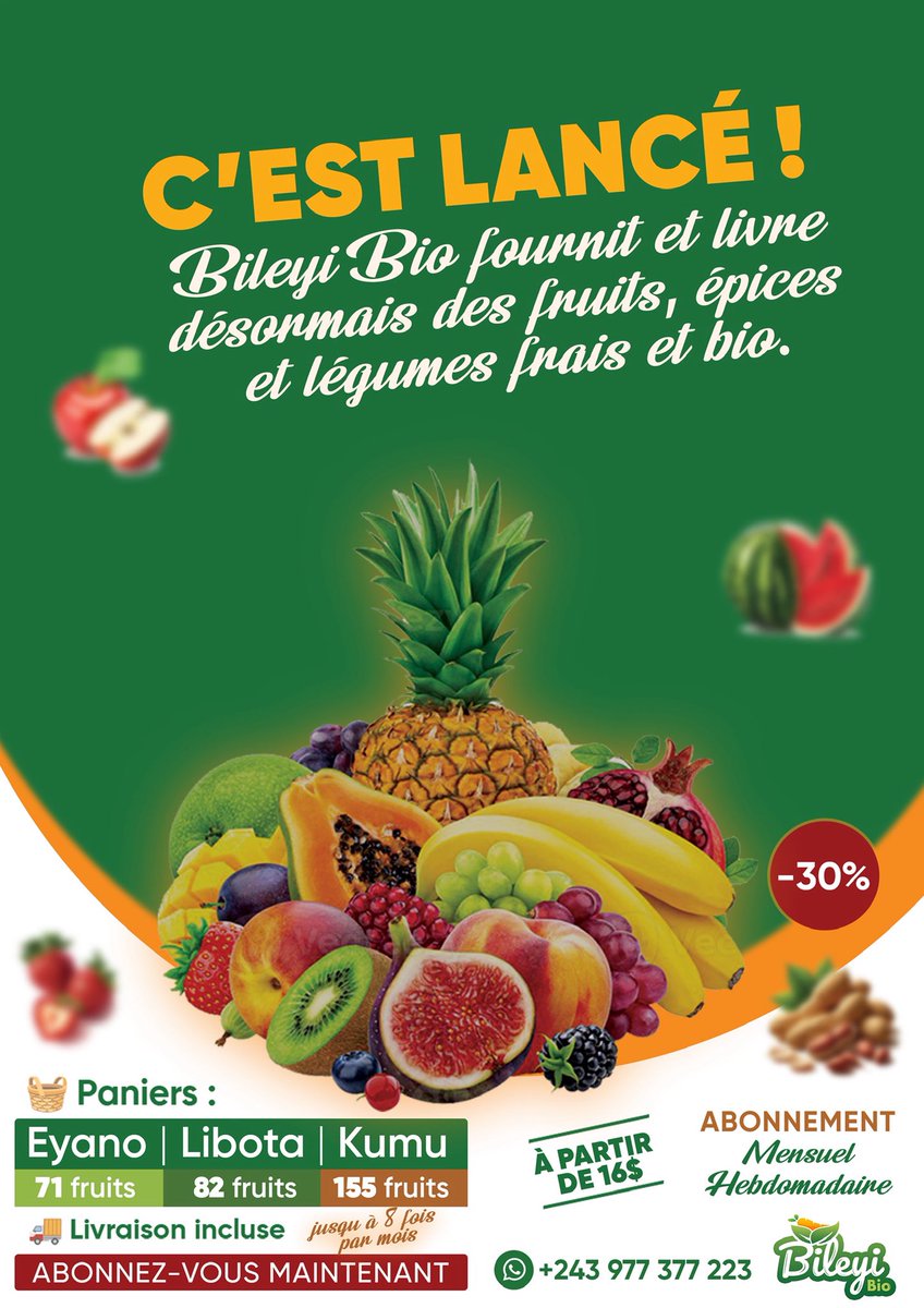 bileyibio's tweet photo. Nous ne vendons pas seulement des fruits, légumes et épices, nous contribuons à améliorer l’espérance de vie par une alimentation plus saine. Besoin de vous chers @AleshOfficiel @central_sage @tisyamukuna @leParrainRDC @chauffeur243 @IsralMutombo11 @Raissabulela1 @DeniseNyakeru https://t.co/gb1dddmxih