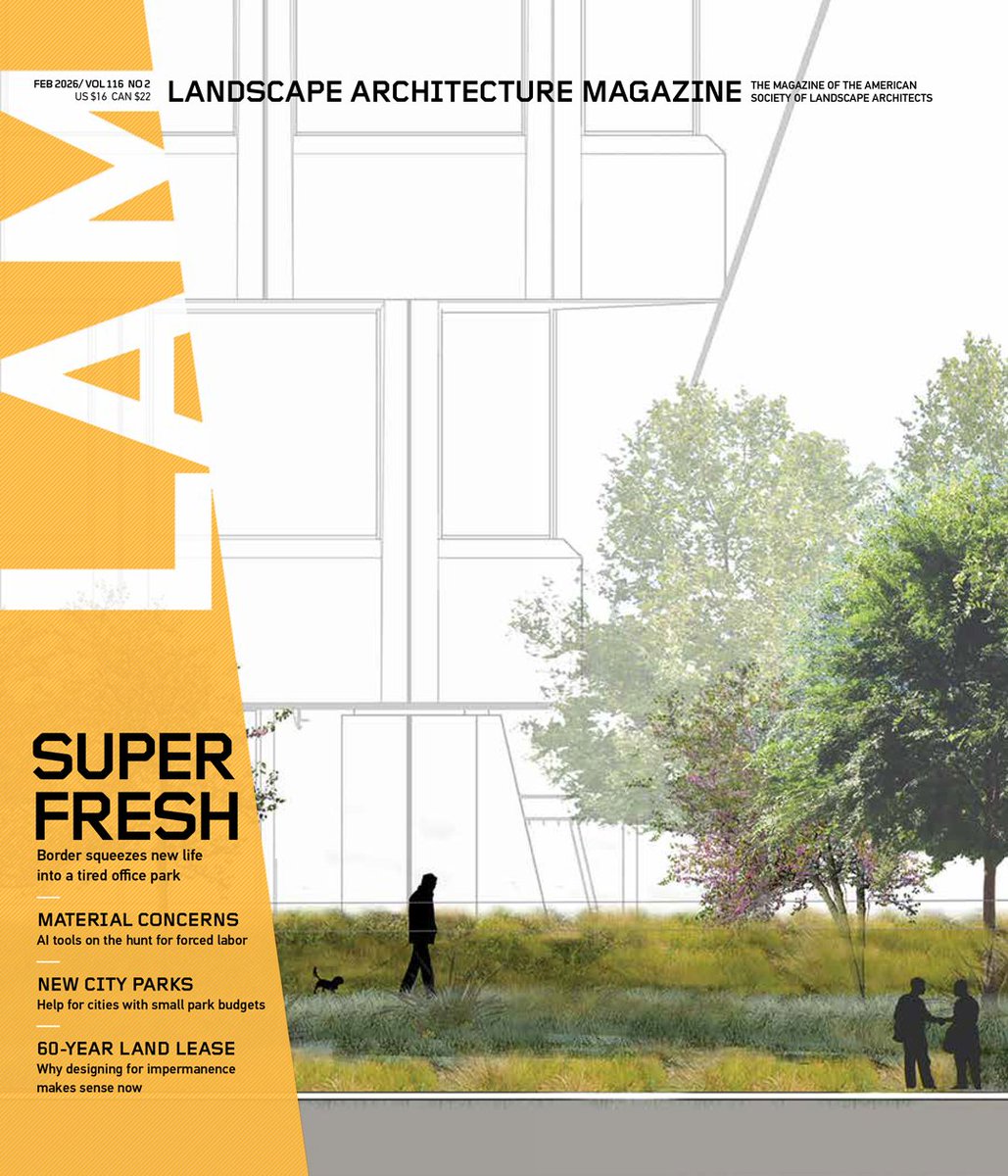landarchmag's tweet photo. FEBRURARY 2026: SUPER FRESH

On the cover: BORDER Landscape Architecture reimagines the Sunkist headquarters in Los Angeles. https://t.co/91KH0ySqHJ