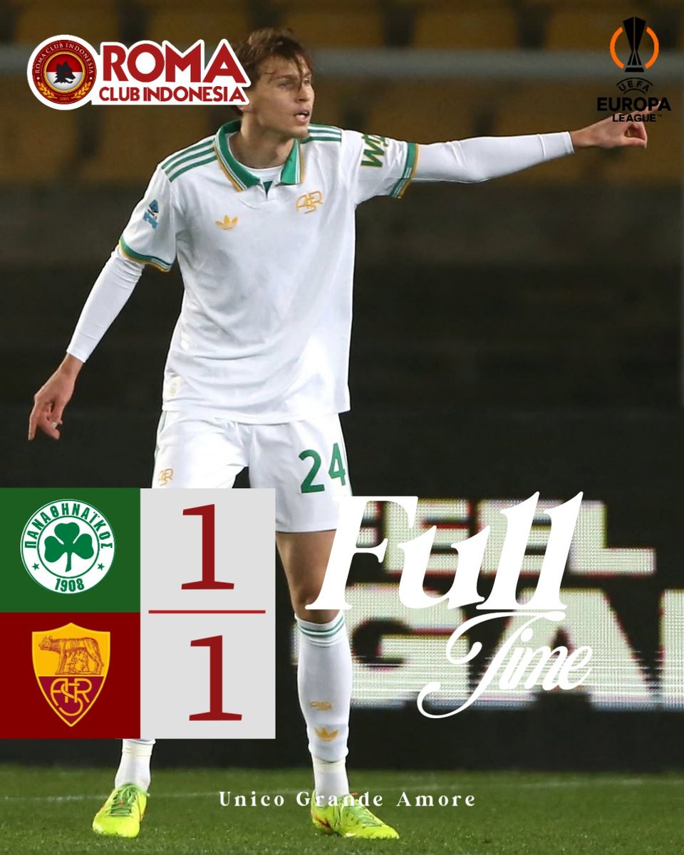 Full-time
Panathinaikos 1 - 1 AS Roma 

.
.

#panathinaikosroma
#romaclubindonesia
#unicograndeamore