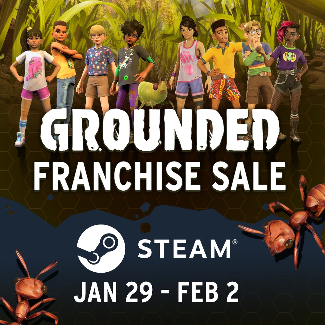 Experience the world of Grounded with the Steam Franchise Sale! Grab the Grounded Series Bundle at a discount and explore everything from the Backyard to Brookhollow Park—it's time to get tiny and survive together. bit.ly/4sXkOKa